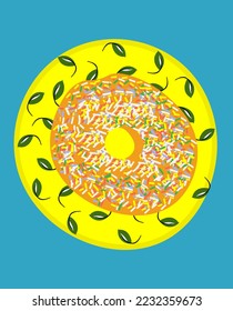 a plate of cake donuts vector illustration