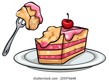 Plate with a cake on a white background