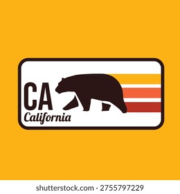 Plate of California Bear with Sunset Lines Perfect for Print, Apparel, etc