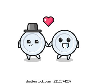 plate cartoon character couple with fall in love gesture , cute design