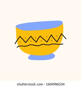 Plate cartoon doodle vector stock icon in flat style. Decoration kitchenware element Isolated on white background. Flat design. Vector illustration