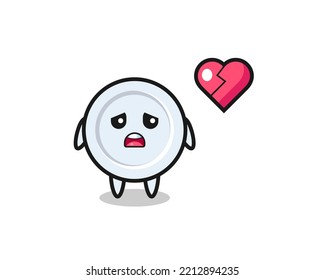 plate cartoon illustration is broken heart , cute design