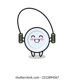 plate character cartoon with skipping rope , cute design