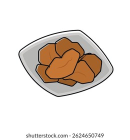 Plate of chicken nuggets. Vector illustration