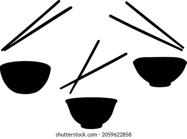 Plate and chopsticks included. Vector image.