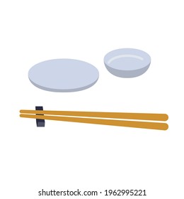 Plate and chopsticks.Vector illustration that is easy to edit.