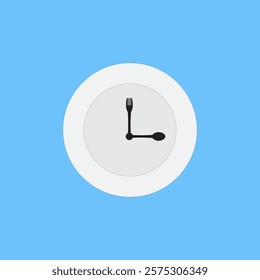 Plate clock icon vector illustration isolated on blue background. Fasting timer. Ramadan concept