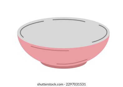 Etiqueta de color de la placa. Elemento sencillo con utensilios de cocina o de comedor. Un tazón profundo. Icono con utensilios y platos para cocinar y comer. Dibujo vectorial plano de dibujos animados sobre fondo blanco