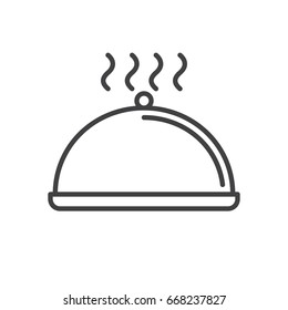 Plate Cover line icon, outline vector sign, linear style pictogram isolated on white. Restaurant cloche symbol, logo illustration. Editable stroke. Pixel perfect graphics