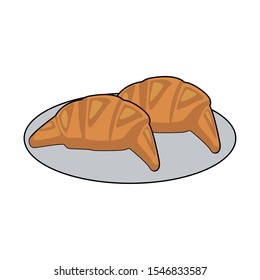 plate with croissants icon over white background, vector illustration
