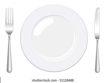 Placa y cubiertos