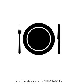 Plate with cutlery icon isolated on white background. Vector illustration