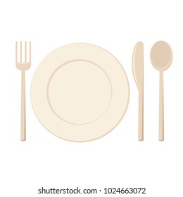 Plate and cutlery vector illustration