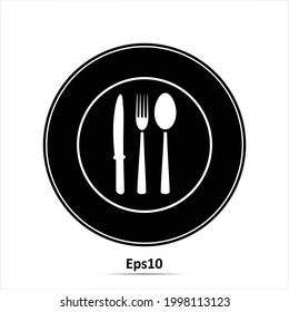 Plate with cutlery. Vector illustration
