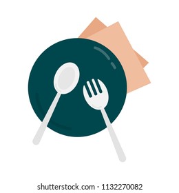 Plate and cuttlery graphic illustration