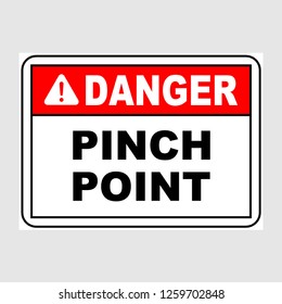 Plate: "Danger. Pinch Point". Sign: "Danger. Pinch Point" on a gray background