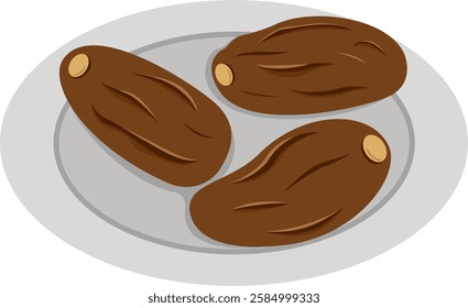 Plate of Dates Fruit Elements Illustration