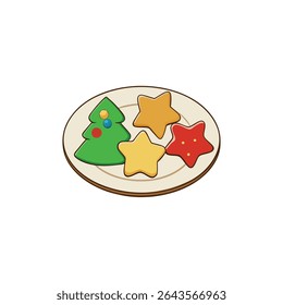 a plate of decorated cookies in star tree bell