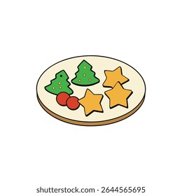 a plate of decorated cookies in star tree bell