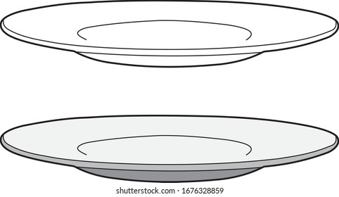 Plate detail Vector drawing general household object, art line, out line drawing. 