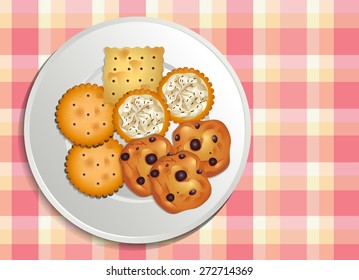 Placa de diferentes tipos de cookies