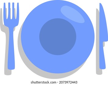 Plate for dinner, illustration, vector, on a white background.