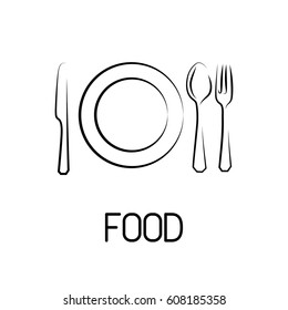 Plate Dinner Set Food Vector Logo