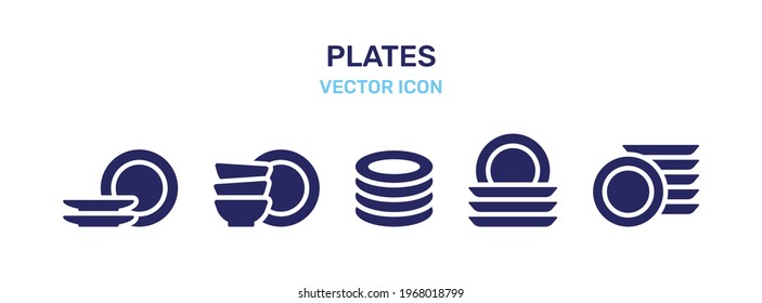 Plate, dishes vector illustration on white isolated background. Tableware  concept.