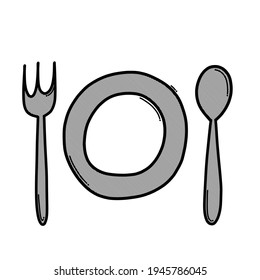 Icono vectorial del doodle de placa. Línea dibujada a mano en la ilustración del esbozo de dibujo.