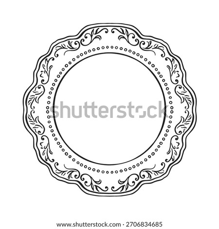 A plate drawn by hand in black line. Frame or border circular.
