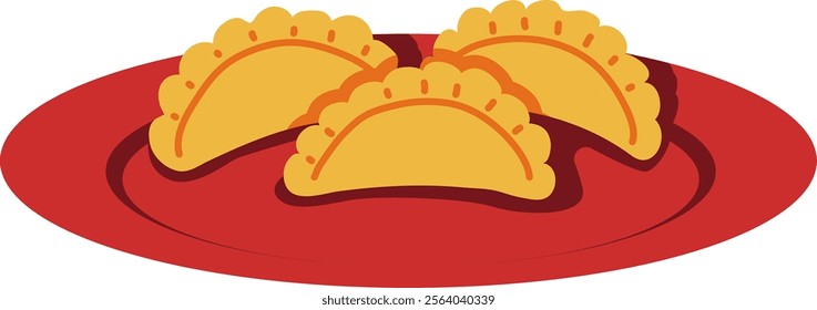 A plate of dumplings illustration symbolizing traditional Chinese cuisine, ideal for website, application, printing, document, poster design, etc.