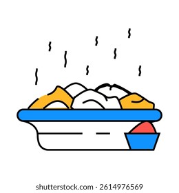 plate with dumplings line icon vector. plate with dumplings sign. isolated symbol illustration