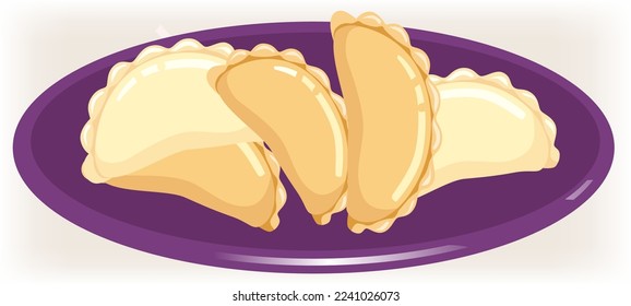 plate with dumplings Vector illustration