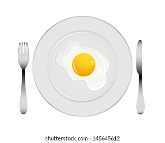 plate with egg. vector 