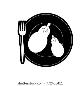 plate with eggplants vector illustration