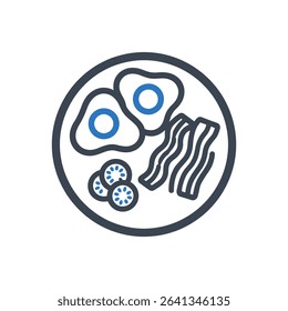 Plate with eggs bacon and toast icon