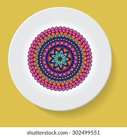 plate with elegance tribal ornament mandala. Vector illustration