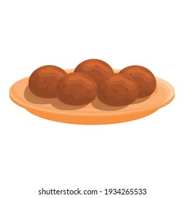 Plate falafel icon. Cartoon of plate falafel vector icon for web design isolated on white background