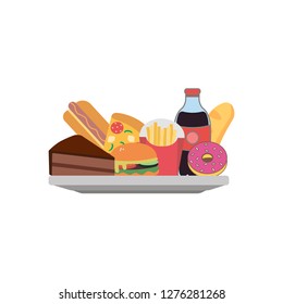 A plate with fast food. vector