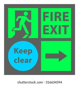 plate fire exit vector sign