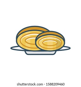 plate flat color line icon 