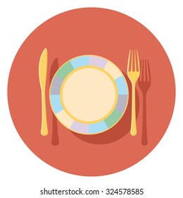plate flat icon in circle