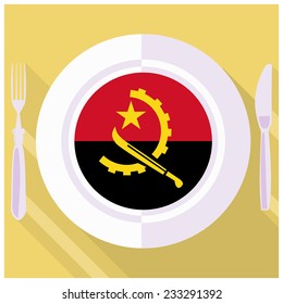 plate in flat style with flag of Angola
