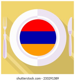 plate in flat style with flag of Armenia