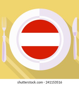 plate in flat style with flag of Austria