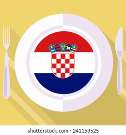 plate in flat style with flag of Croatia