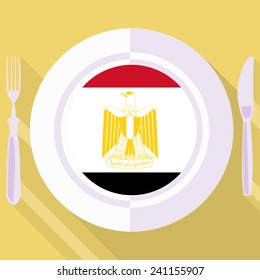 plate in flat style with flag of Egypt