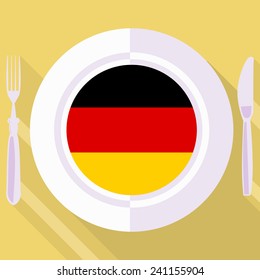 plate in flat style with flag of Germany