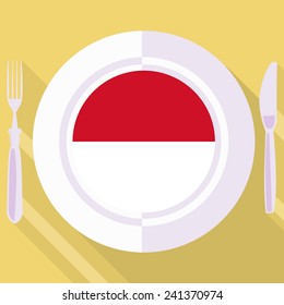 plate in flat style with flag of Indonesia