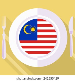 plate in flat style with flag of Malaysia